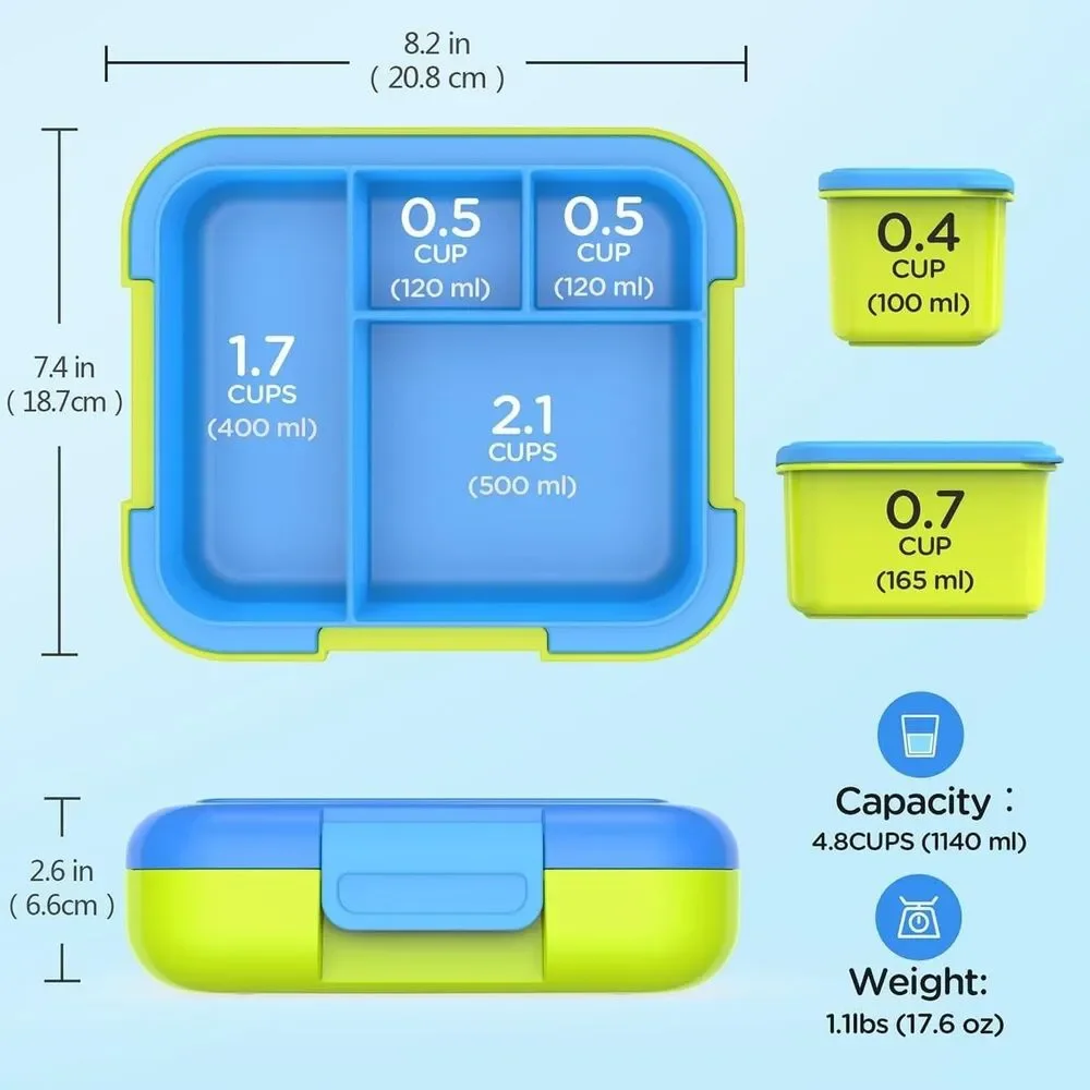 Lunch Box For Kids Large 4.8 Cups Lunch Container With 2 Modular Container